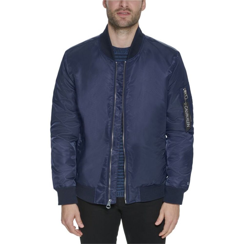 Calvin Klein Mens Ma-1 Nylon Bomber Jacket, NWT